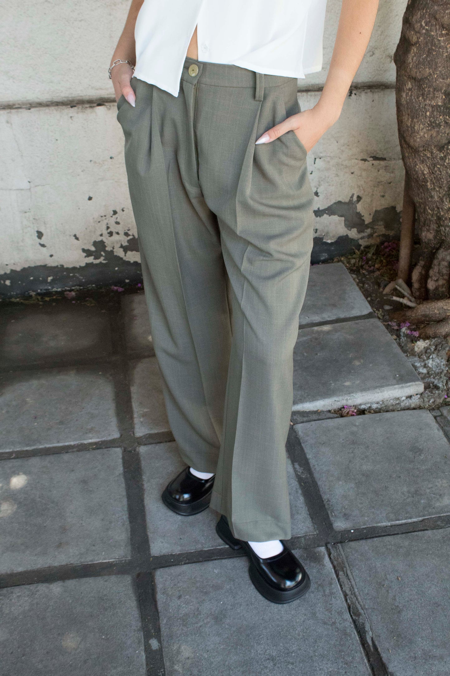 Pantalón sastre verde musgo