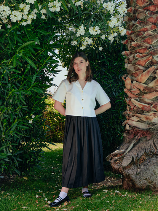 Falda larga tableada negra