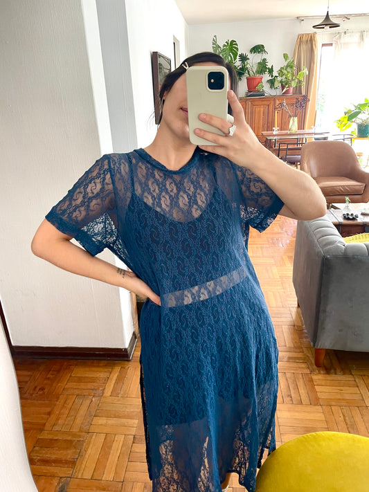 Vestido Franca encaje azul