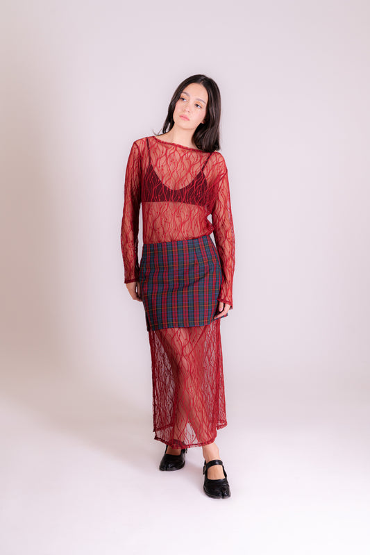 Vestido encaje burdeo