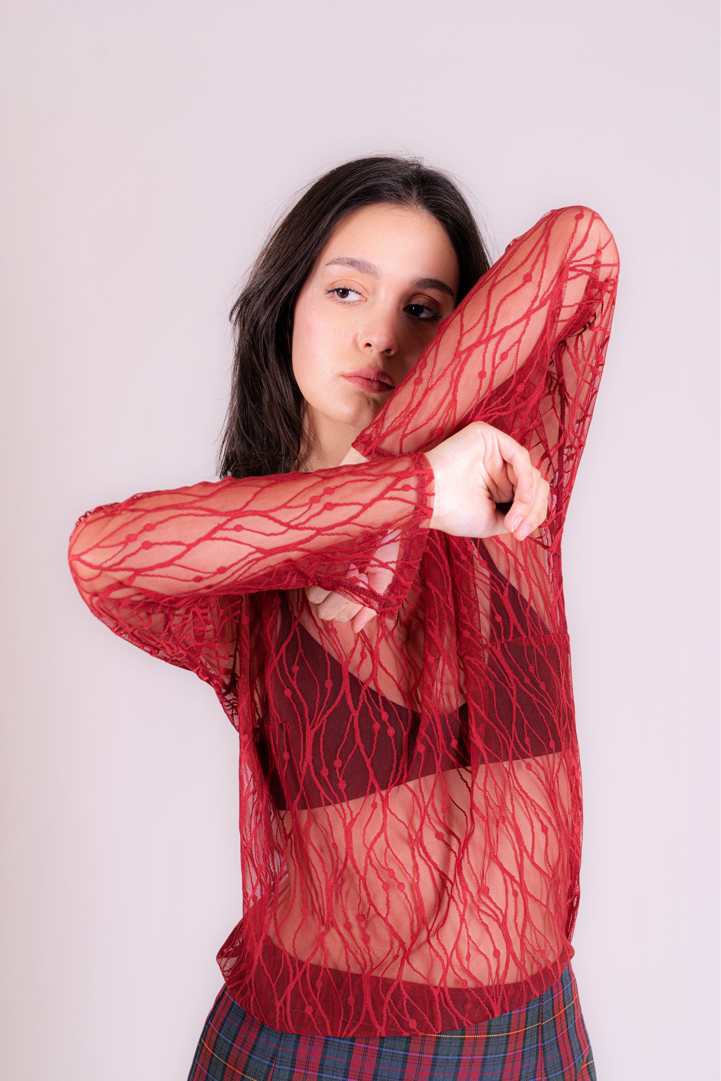 Vestido encaje burdeo