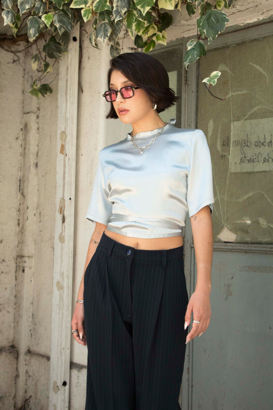 Top Cora plateado