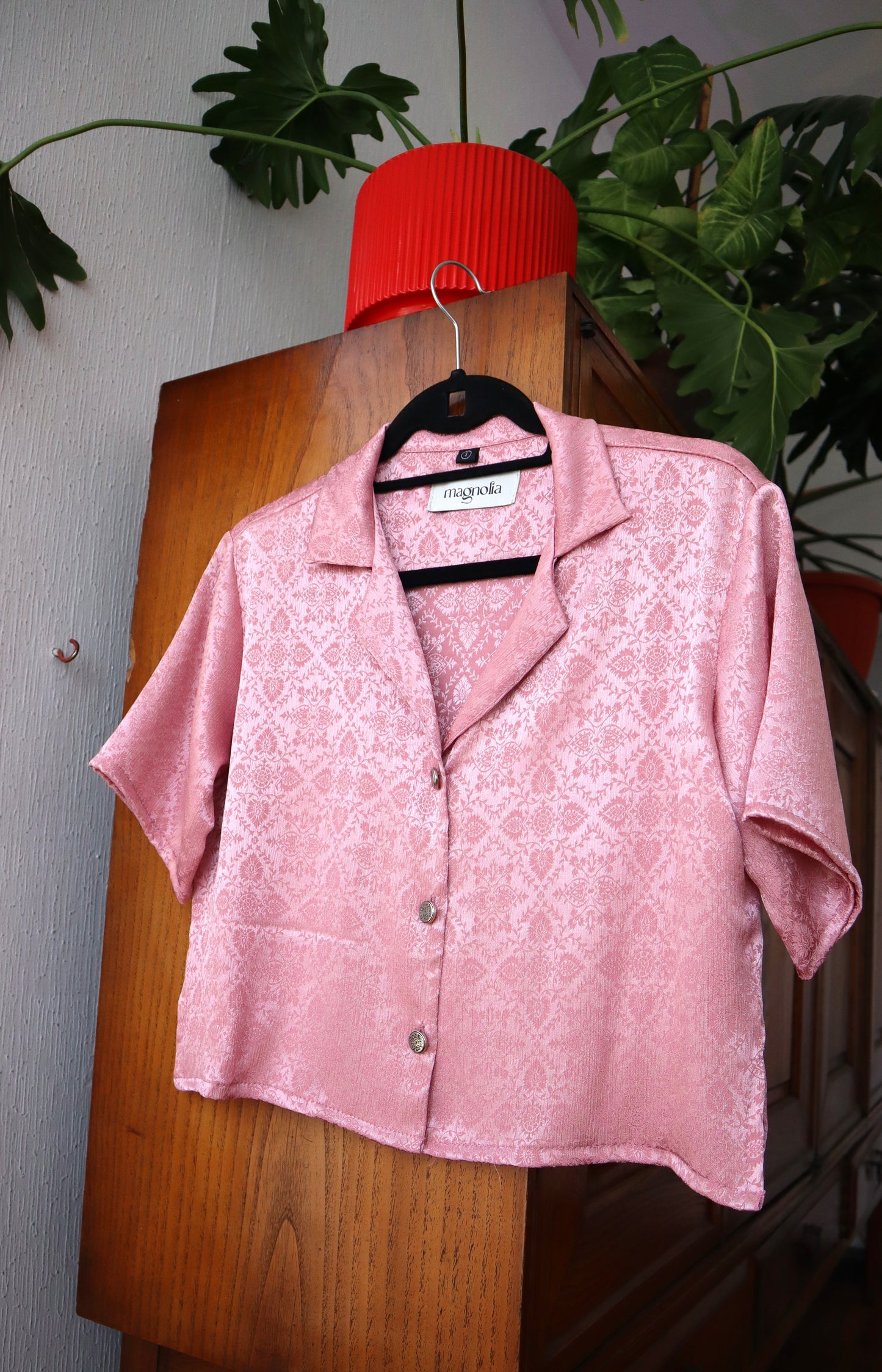 Blusa Berta satín rosa palo