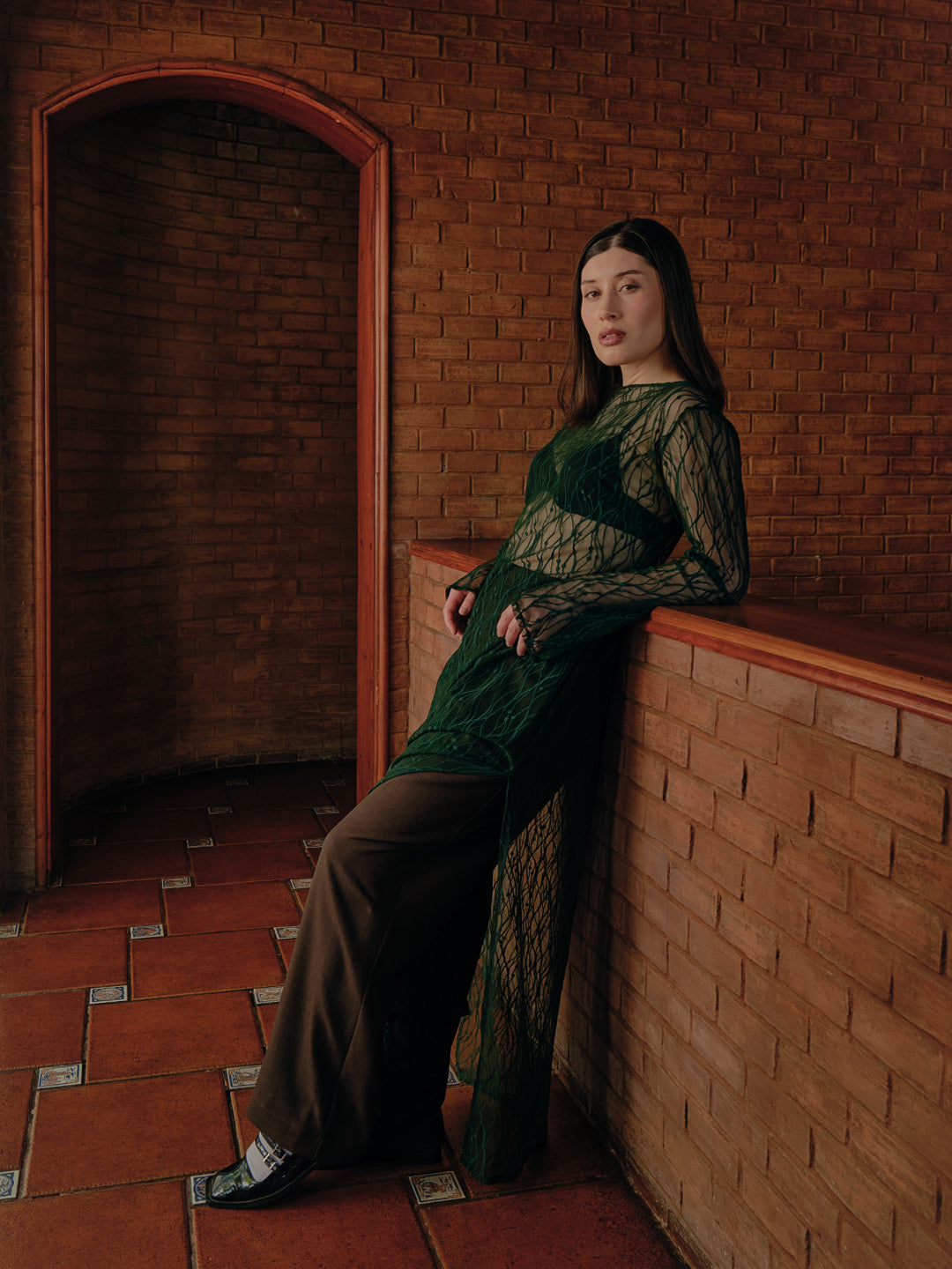 Vestido encaje verde