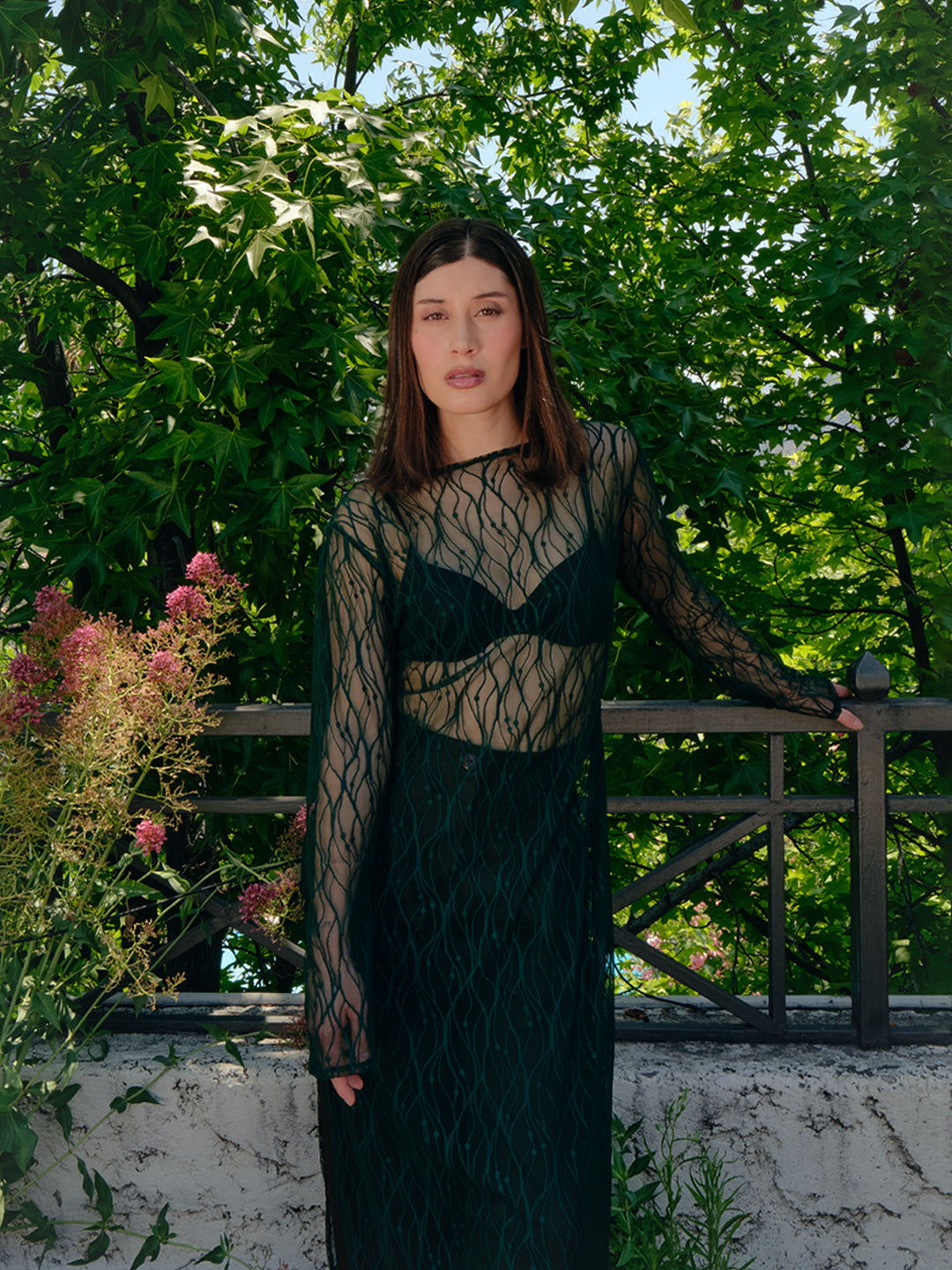 Vestido encaje verde