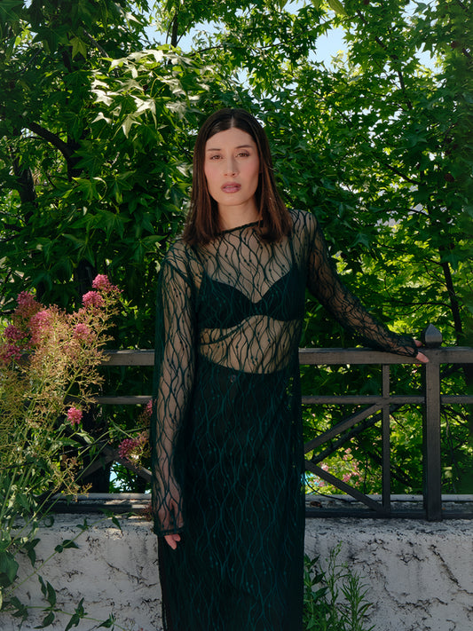 Vestido encaje verde