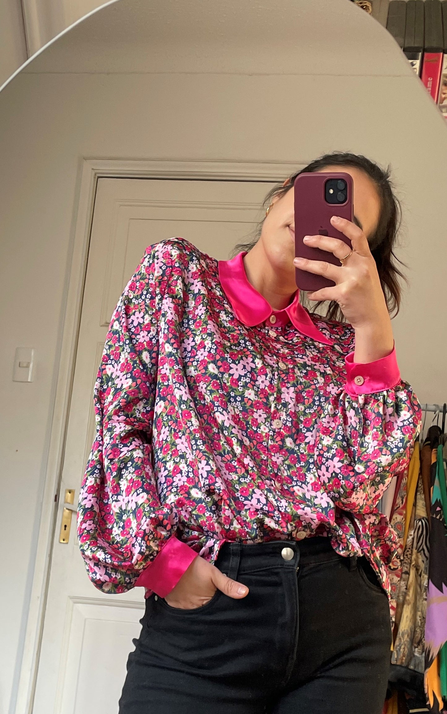 Blusa Fiorela floreada fucsia